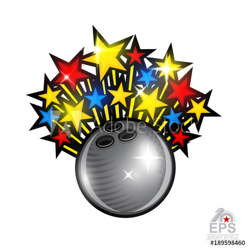 500x500 Multicolored Stars Fly Out From Bowling Ball With Text All Star