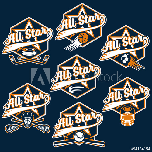 500x500 Set Of Vintage Sports All Star Crests