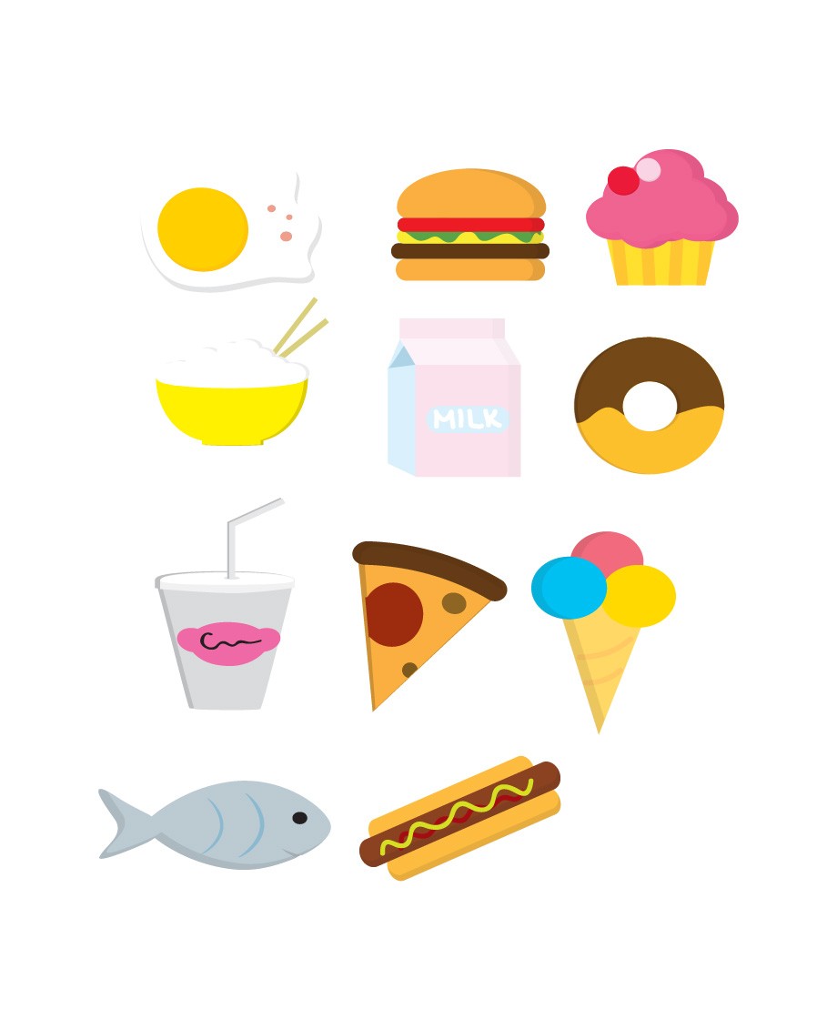 920x1131 Food Icons Vector Pack Vector With Cake, Ice Cream And Pizza