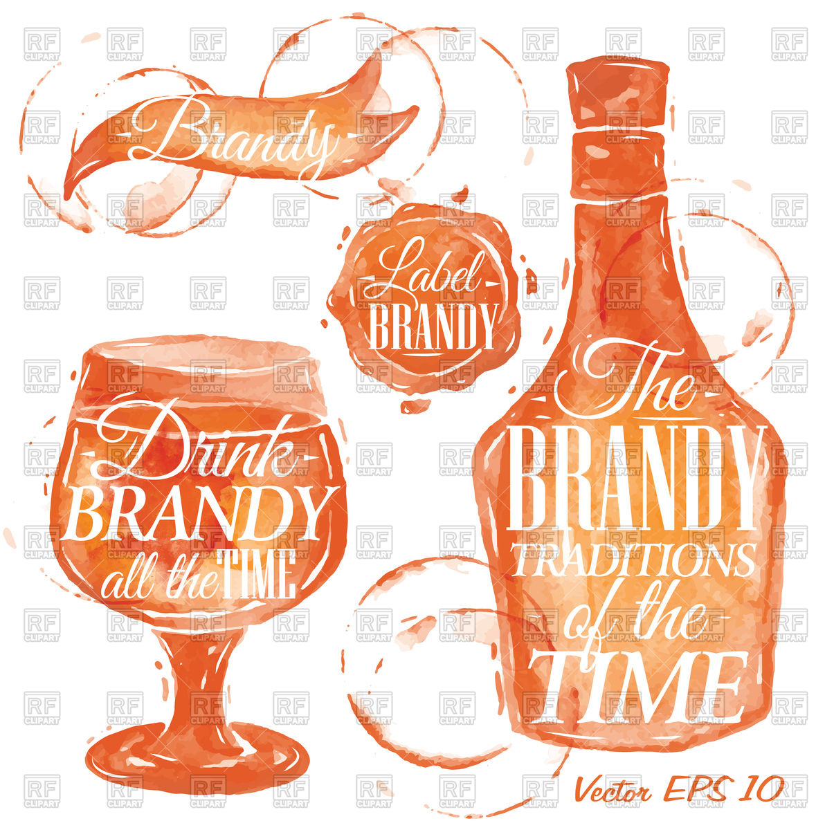 1192x1200 Set Of Brandy With Bottle, Glass And Stamp