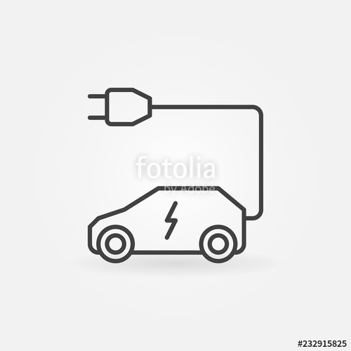 500x500 All Electric Car With Plug Outline Icon Vector Symbol Stock