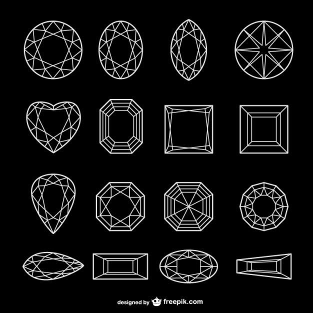 626x626 All Kinds Of Diamond Line Art Vector Vector Free Download