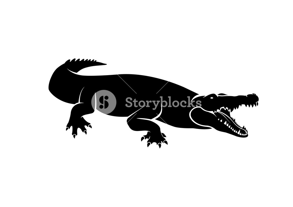 1000x708 Crocodile Silhouette Vector Royalty Free Stock Image