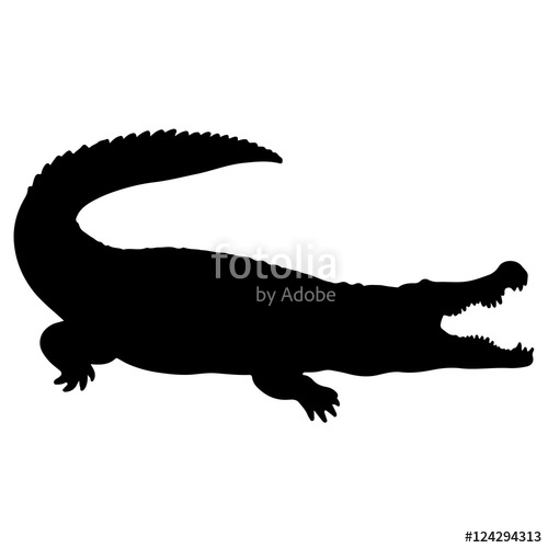 500x500 Crocodile Or Caiman Black Vector Silhouette Of An Alligator