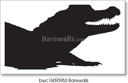 436x282 Vector Graphic Silhouette Of An American Alligator, Art Print