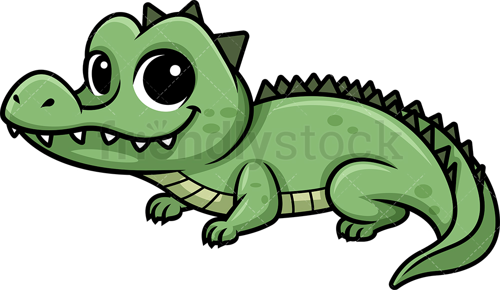 1000x581 Chibi Kawaii Alligator Clipart Cartoon Vector