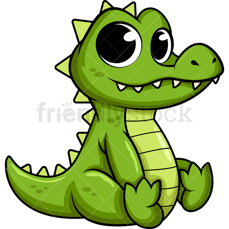 800x800 Cute Baby Alligator Cartoon Vector Clipart