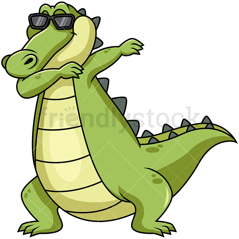 800x800 Dabbing Alligator Cartoon Vector Clipart