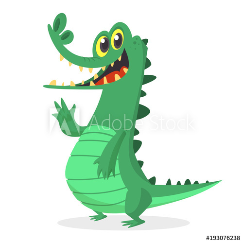 500x500 Funny Cartoon Crocodile Alligator Vector Illustration Design