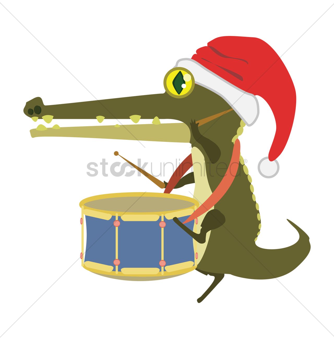 1280x1300 Cartoon Alligator Playing Drum Vector Image
