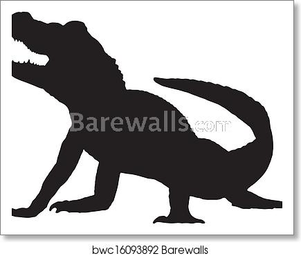 435x370 Vector Graphic Silhouette Of An American Alligator, Art Print