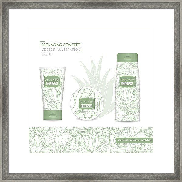 600x599 Packing Concept With Aloe Vera Vector Illustration Framed Print