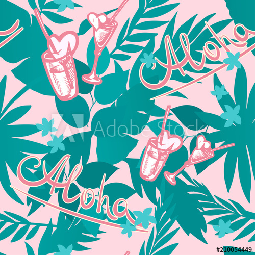 500x500 Vector Seamless Summer Tropical Background With Exotic Palm Leaves