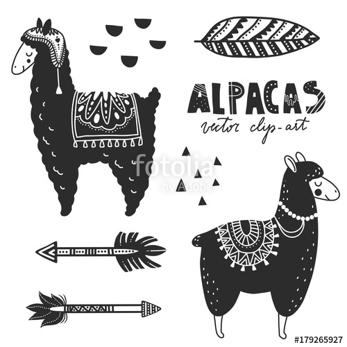 Hand Drawn Monochrome Vector Illustration Llamas Or Alpacas 500x500 Hand Drawn Monochrome Vector Illustration Llamas Or Alpacas
