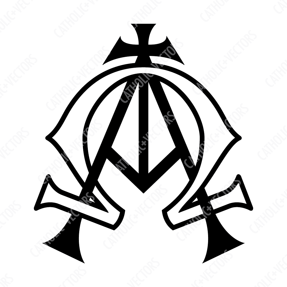 1000x1000 Alpha Omega With Cross Catholic Vectors