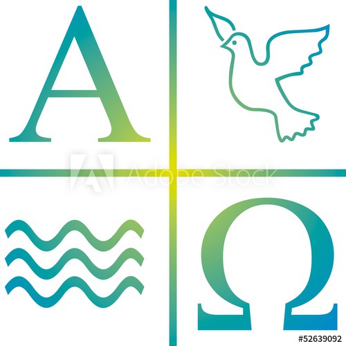 500x500 Symbol Taufe Wasser Taube Alpha Omega