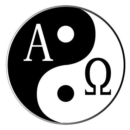 450x450 Yin And Yang And Alpha Omega Combined Over White Royalty Free
