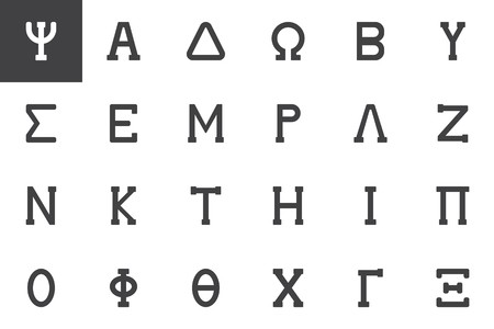 450x300 Greek Alphabet Symbols Vector Icons Set Modern Solid Symbol