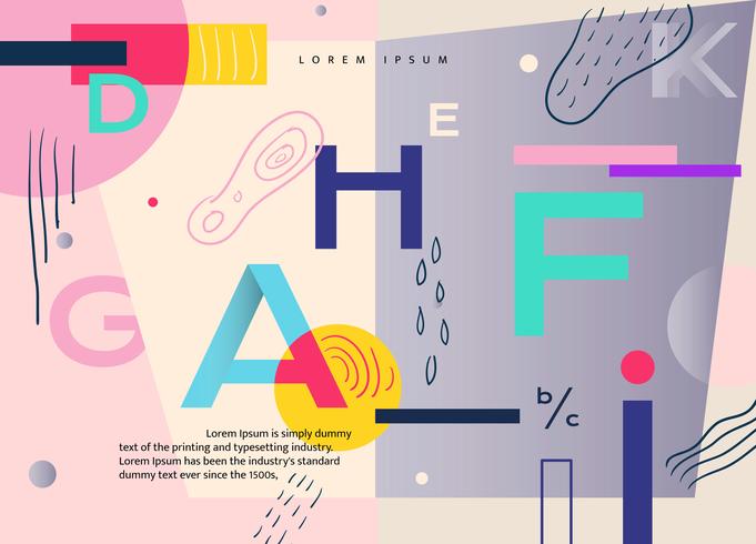 Alphabet Abstract Memphis Background Vector Flat 681x490 Alphabet Abstract Memphis Background Vector Flat