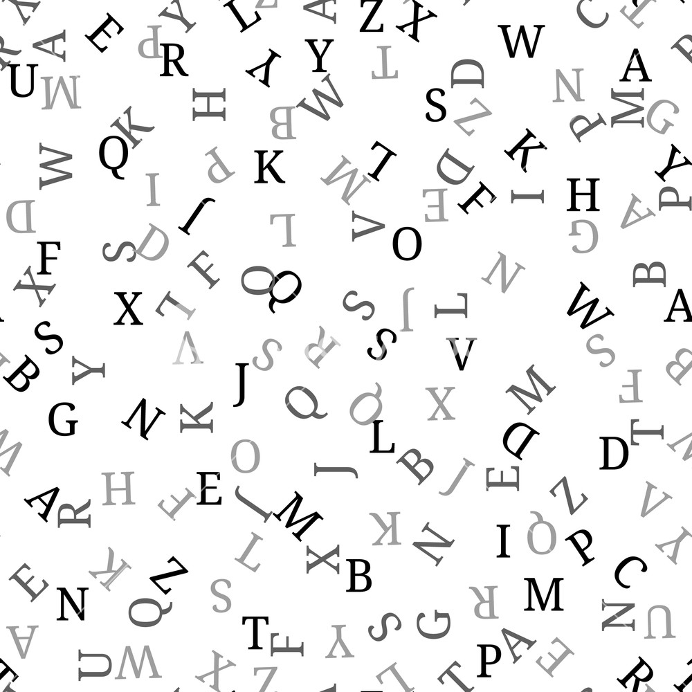 Seamless Pattern With Alphabet, Isolated On White Background 1000x1000 Seamless Pattern With Alphabet, Isolated On White Background