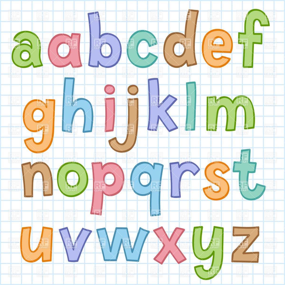 1200x1200 Colorful Hand Drawn Cartoon Alphabet Vector Image Of Design