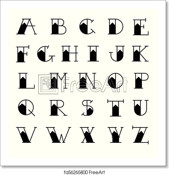 561x581 Free Art Print Of Old School Tattoo Alphabet Vector Letters