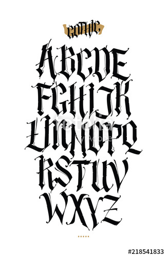 325x500 Gothic, English Alphabet Vector Set Font For Tattoo, Personal