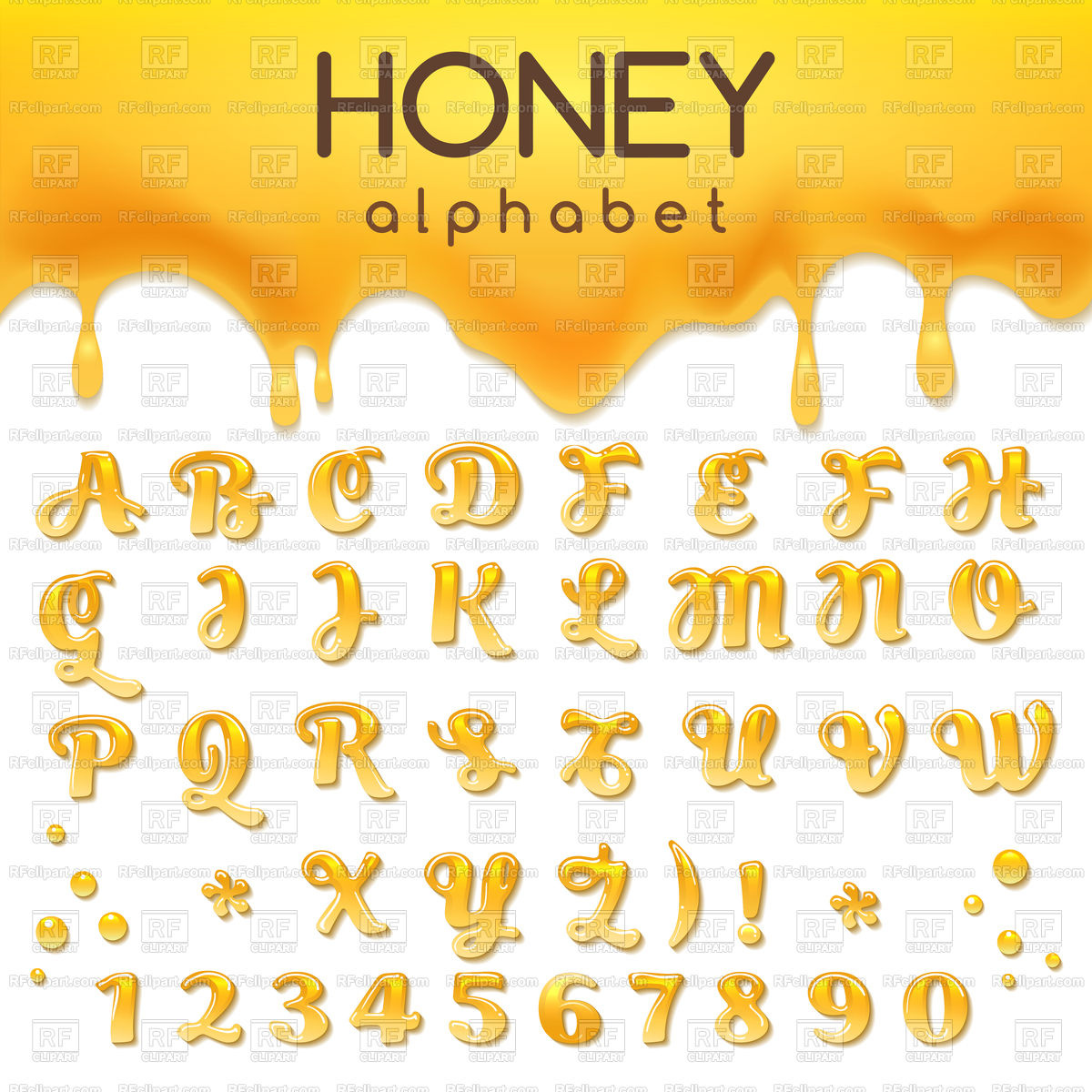 1200x1200 Liquid Honey Alphabet Vector Image Of Fonts Type Vectortatu