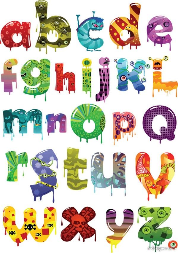 600x853 Designer Vector Cartoon Letters Of The Alphabet Vector Fonts