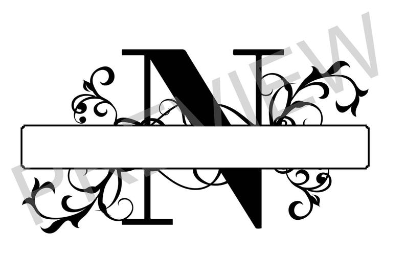 794x497 Split Monogram Letter N Regal Split Alphabet Vector Etsy