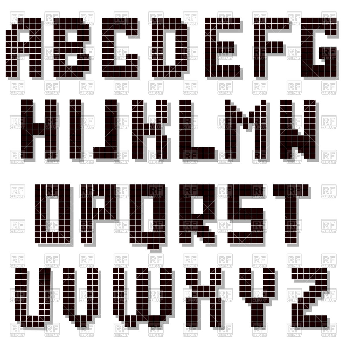 Pixel Alphabet Vector Image Of Objects 1200x1200 Pixel Alphabet Vector Image Of Objects
