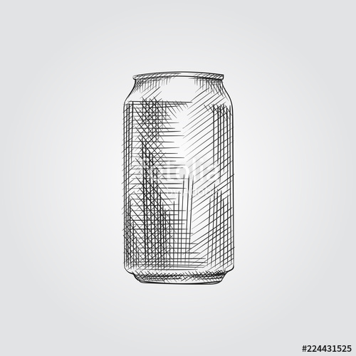 500x500 Hand Drawn Aluminum Can Sketch Symbol Isolated On White Background