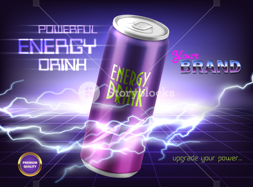 1000x739 Vector Promotion Banner Of Powerful Energy Drink Aluminum Can