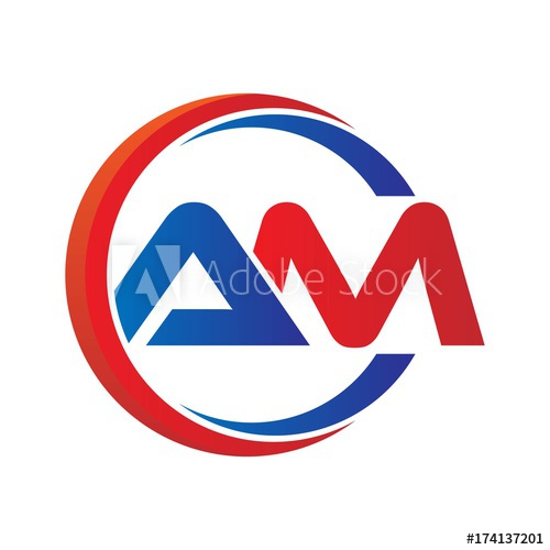 500x500 Am Logo Vector Modern Initial Swoosh Circle Blue And Red