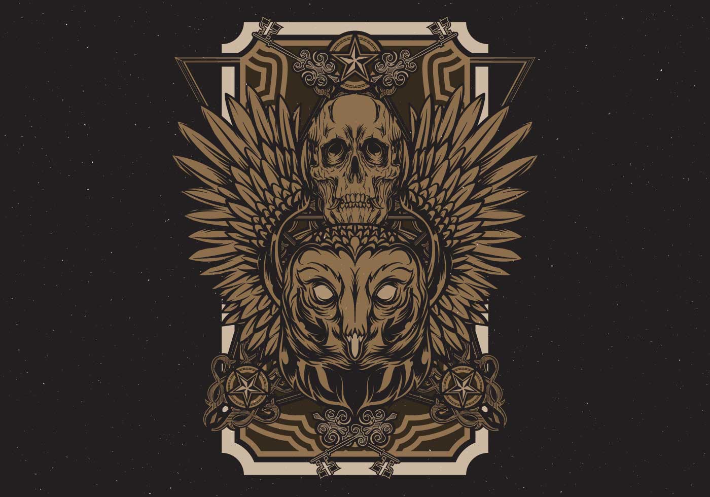 1400x980 Vintage Owl Poster