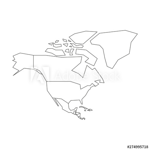 500x500 Political Map Of North America Simplified Black Wireframe Outline