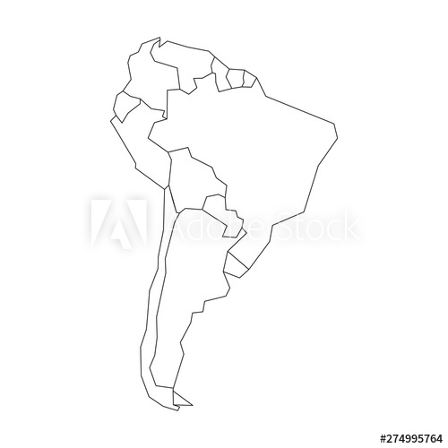 500x500 Political Map Of South America Simplified Black Wireframe Outline