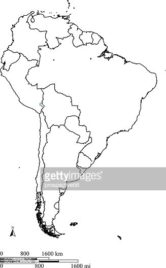 327x528 South America Map Outline Vector With Countries Borders And Scales