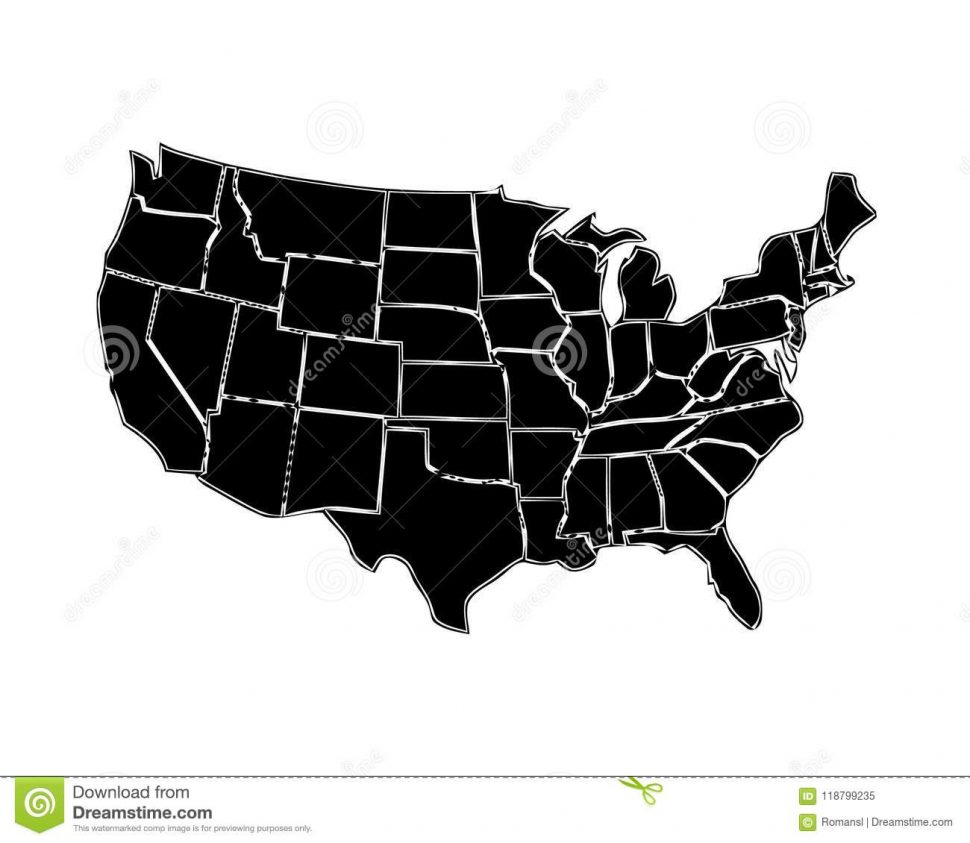 970x843 Us Map Usa Map States Isolated White Background United America