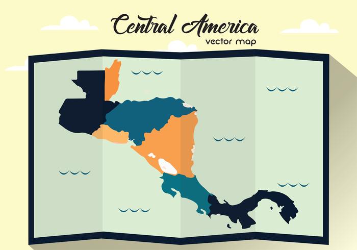 Folded Central America Vector Map 700x490 Folded Central America Vector Map