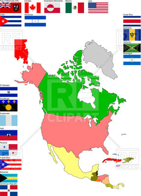 Map Of Flags Of North And Central America Vector Image Of Signs 287x400 Map Of Flags Of North And Central America Vector Image Of Signs