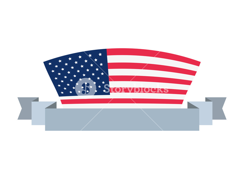 1000x733 American Flag Banner Sign White Background Vector Illustration