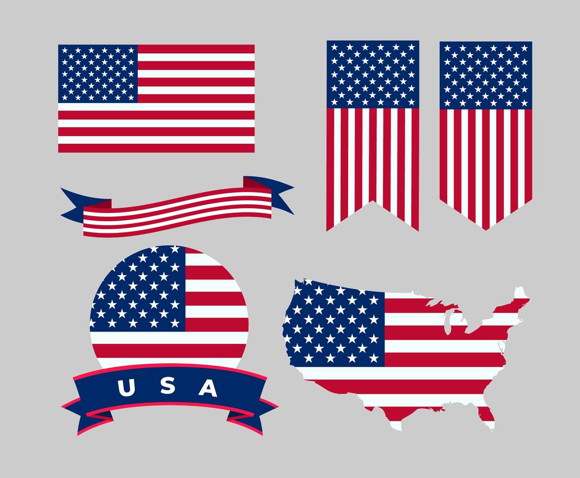 1136x936 Stylized American Flags Vector Vector Art Graphics