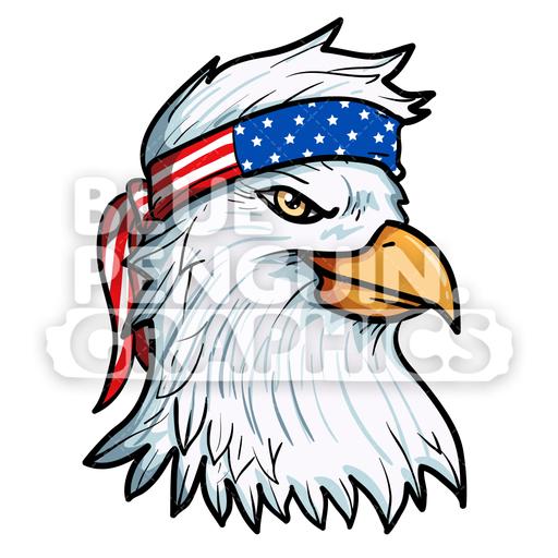 512x512 Cool Eagle With American Flag Bandana Vector Cartoon Clipart