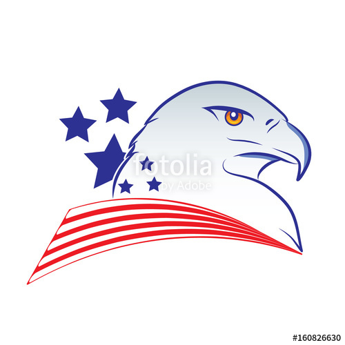 500x500 Eagle Head Outline Vector Illustration In American Flag Colors