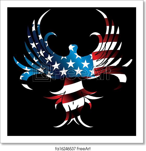 561x581 Free Art Print Of American Flag And Eagle Vector Art Freeart