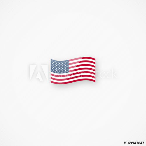 500x500 Shiny Glossy Small Waving American Flag Vector Icon