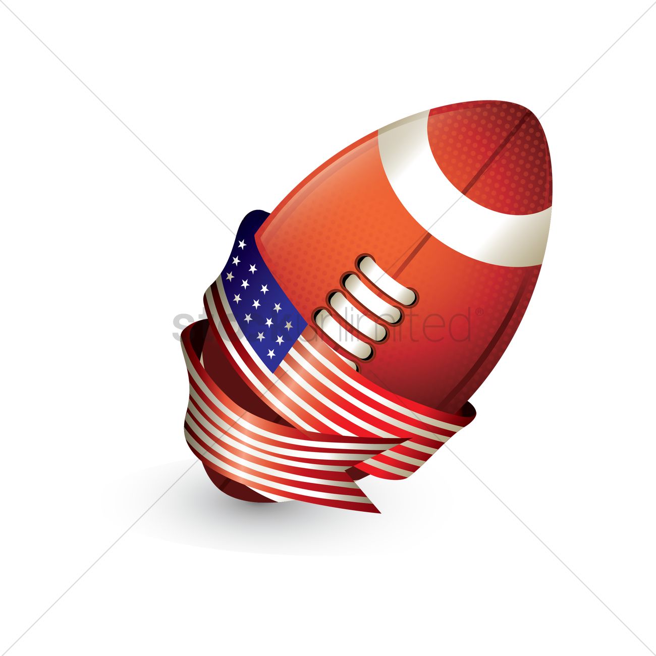 1300x1300 Football With American Flag Ribbon Vector Image
