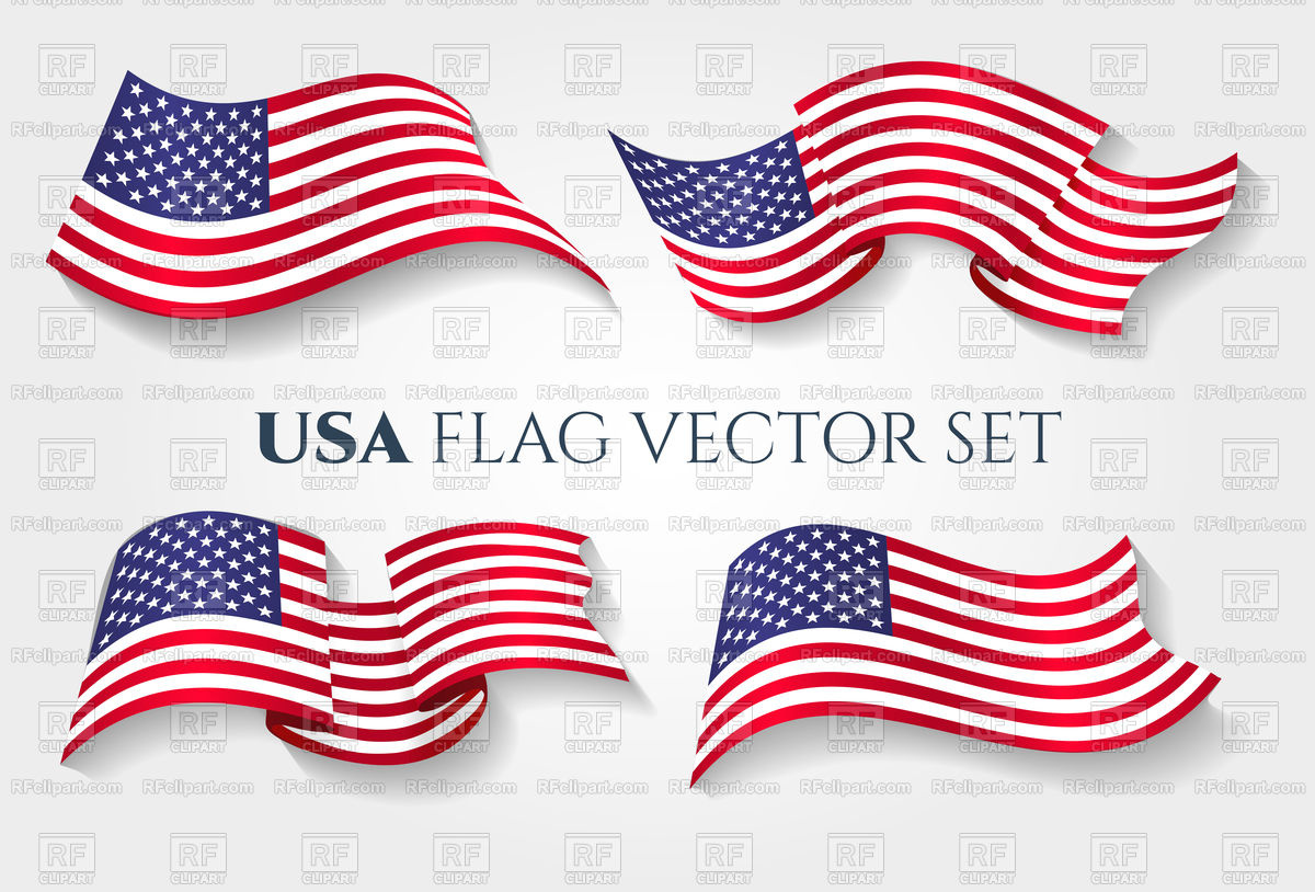 1200x814 Set Of Usa Flag Illustration Vector Image Of Flags Ribbons