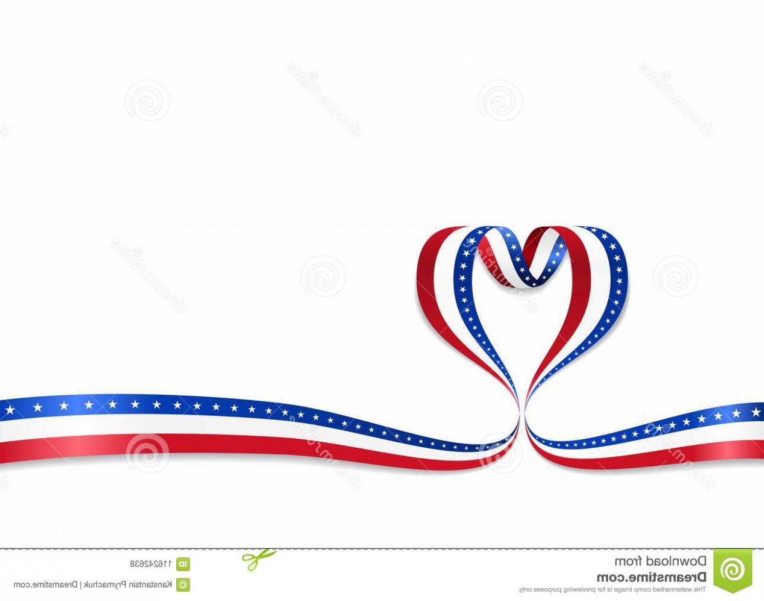 1560x1227 American Flag Heart Shaped Wavy Ribbon Vector Illustration